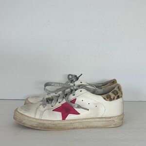 Golden Goose Superstar Women’s Leather Sneakers White/Pink Leopard Heel 9